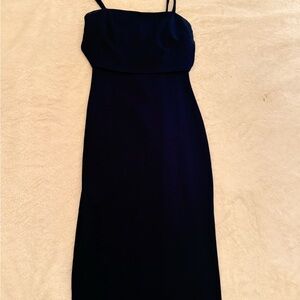 Navy Spaghetti Strap Midi Dress